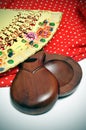 Castanets, fan and flamenco dress Royalty Free Stock Photo