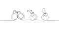 Castanets set one line art. Continuous line drawing of folk, equipment, vintage, click, classic, retro, flamenco Royalty Free Stock Photo