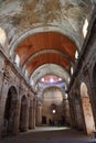 A group of people visit the interior of the unfinished Church (18th century) in Castano del Robledo, Huelva. Spain