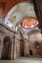 Lateral arch, dome and altar of the unfinished Church (18th century) of Castano del Robledo, Huelva. Spain