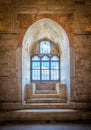 Window in Castel del Monte, famous medieval fortress in Apulia, southern Italy. Royalty Free Stock Photo