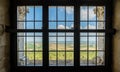 Window in Castel del Monte, famous medieval fortress in Apulia, southern Italy. Royalty Free Stock Photo