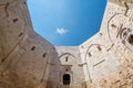 Indoor view in Castel del Monte, famous medieval fortress in Apulia, southern Italy. Royalty Free Stock Photo