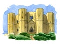 Castel Del Monte. Watercolor sketch