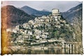 Castel di tora - medieval village in Italy, retro picture
