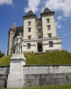 Medieval castle of Pau, Aquitaine, France. Birth place of the french king Henri 4. Statue of Gaston Febus