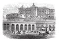 Castel Nuovo in Naples, Campania, Italy, vintage engraved illustration