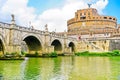 Castel Sant`Angelo and Aelian Bridge in Rome Royalty Free Stock Photo