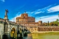 Castel Sant' Angelo with Bridge of the sacred monuments, Rome, South Italy