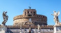 Castel SantÃ¢â¬â¢Angelo or Castle of Holy Angel, Rome, Italy. It is old landmark of city. Front view of famous Castel Sant`Angelo and