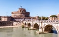 Castel SantÃ¢â¬â¢Angelo or Castle of Holy Angel, Rome, Italy. It is old landmark of city. View of famous Castel Sant`Angelo and