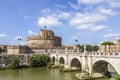 Castel Sant`Angelo or the Mausoleum of Hadrian and Ponte Sant`Angelo over the Tiber Royalty Free Stock Photo