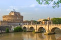 Castel Sant Angelo or Mausoleum of Hadrian in Rome Italy. Saint Angel Castle and bridge over the Tiber Royalty Free Stock Photo