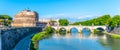 Castel Sant`Angelo and Ponte Sant`Angelo - bridge over the Tiber River, Rome, Italy Royalty Free Stock Photo