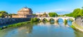 Castel Sant`Angelo and Ponte Sant`Angelo - bridge over the Tiber River, Rome, Italy Royalty Free Stock Photo