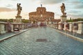 The Castle of the Holy Angel and the bridge of angels. Rome.