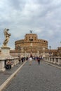 Castel Santangelo fortress and bridge view in Rome, Italy