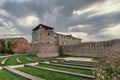 The Castel Sismondo in the historic center of Rimini, Italy, under a dramatic sky