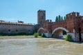 The Castel Vecchio Bridge and the Clock Tower In Verona, Italy. Royalty Free Stock Photo