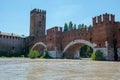 The Castel Vecchio Bridge and the Clock Tower In Verona, Italy. Royalty Free Stock Photo