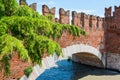 The Castel Vecchio Bridge or Scaliger Bridge of the castle Castelvecchio and Adige river, Verona, Italy Royalty Free Stock Photo