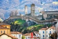 Castelgrande castle over the roofs of Bellinzona city, Switzerland