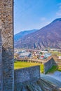 Castelgrande is the medieval masterpiece of Bellinzona, Switzerland