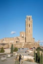 Castell de la Suda in Lleida Spain, blue sky and view on the castle