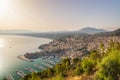 Castellammare del Golfo on Sicily, town at coast in the morning Royalty Free Stock Photo