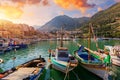 Castellammare del Golfo town Gulf of Castellammare on Mediterranean Sea, Trapany, Sicily, Italy. The town of Castellammare del Royalty Free Stock Photo