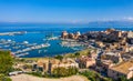 Castellammare del Golfo town Gulf of Castellammare on Mediterranean Sea, Trapany, Sicily, Italy. The town of Castellammare del Royalty Free Stock Photo