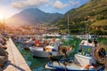 Castellammare del Golfo town (Gulf of Castellammare) on Mediterranean Sea, Trapany, Sicily, Italy. Royalty Free Stock Photo