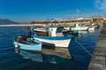 Castellammare di Stabia, gulf of Naples, Italy - fishermen boats in the blue sea Royalty Free Stock Photo