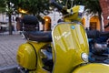 Castellamonte, Italy - 2 july 2021: close up of the front of the vespa rally, symbol of Italian design