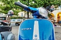 Castellamonte, Italy - 2 july 2021: close up of the front of the vespa rally, symbol of Italian design