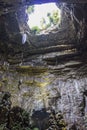 Looking up from castellana Caves in Italy