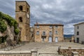 The Castellani square in Celleno, Italy, under a dramatic sky Royalty Free Stock Photo