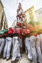 Castellers Barcelona, Spain. Human pyramid Royalty Free Stock Photo