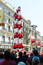 Castellers de Barcelona performers show during Can Jorba at avinguda Portal del Angel Royalty Free Stock Photo