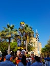 Castellers, human tower Catalonia tradition in Castelldefels, Spain