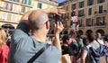 Castellers human towers street performance show in mallorca Royalty Free Stock Photo