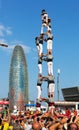 Castellers performing Castells in National Day of Catalonia in B