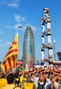 Castellers performing Castells in National Day of Catalonia