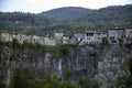 View from below of the Medieval village Castellfollit de la Roca Royalty Free Stock Photo