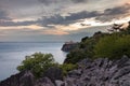 Castello di Duino on the cliffs along the Adriatic coast. About 20 kilometers from Trieste, Duino Castle stands proudly on the Royalty Free Stock Photo