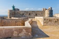 Castello Maniace Castle fortress walls and bastions at Ionian sea on Ortigia island of Syracuse old town in Sicily in Italy