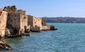 Castello Maniace Castle fortress walls at Ionian sea shore on Ortigia island of Syracuse historic old town in Sicily in Italy