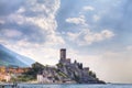 The Castello Scaligero, the castle of Malcesine at the Lake Garda in Italy Royalty Free Stock Photo