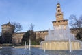 Castello Sforzesco and fountain in Milan Italy Royalty Free Stock Photo