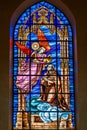 Colorful stained glass window inside the cathedral of Castellon de la Plana, Spain Royalty Free Stock Photo